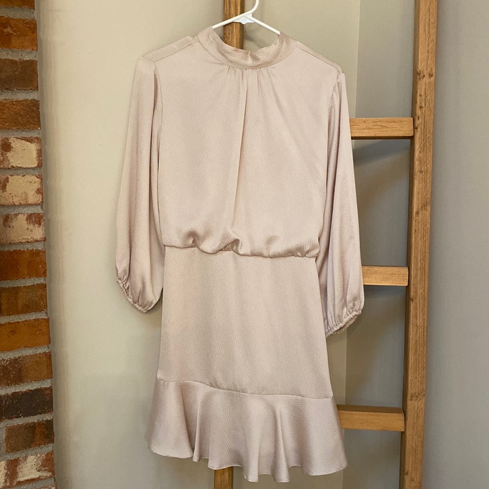 Satin high neck champagne/gold mini dress